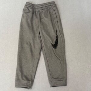 Nike Jogger Pants Boys 4/XS Gray Dri-FIT Fleece Graphic Swoosh Sweatpants